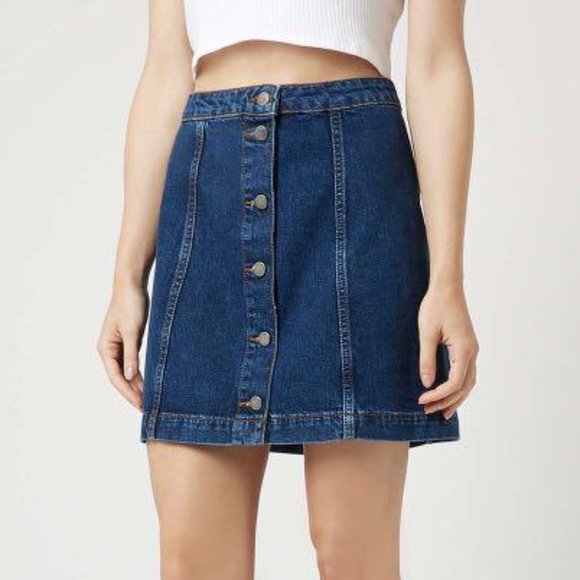 Mini-jupe Topshop Moto En Jean - Taille 36/4 (S), Ourlet Brut (raw Hem), Occasion Très Bon état